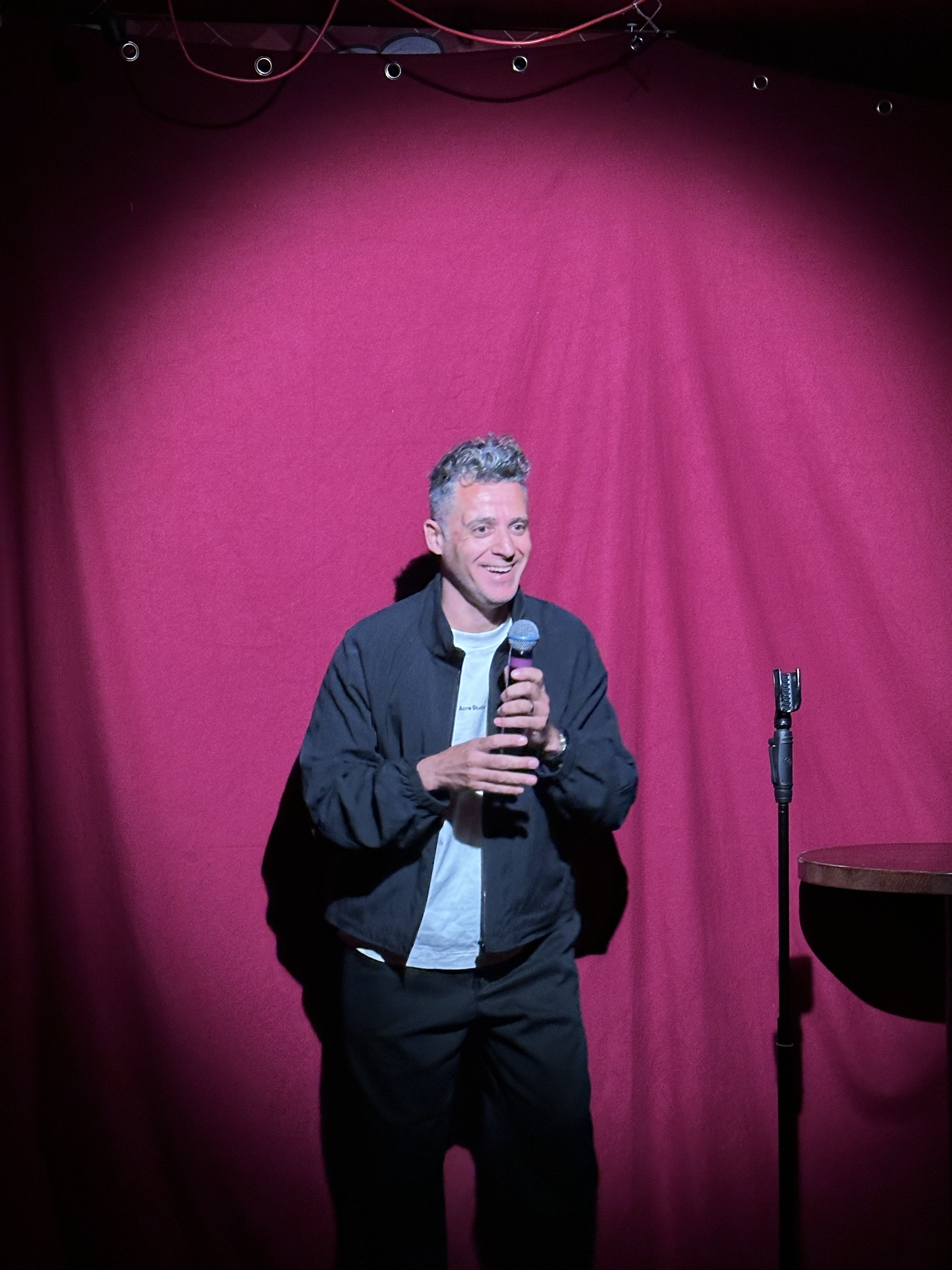 Comedian performing at No Stress