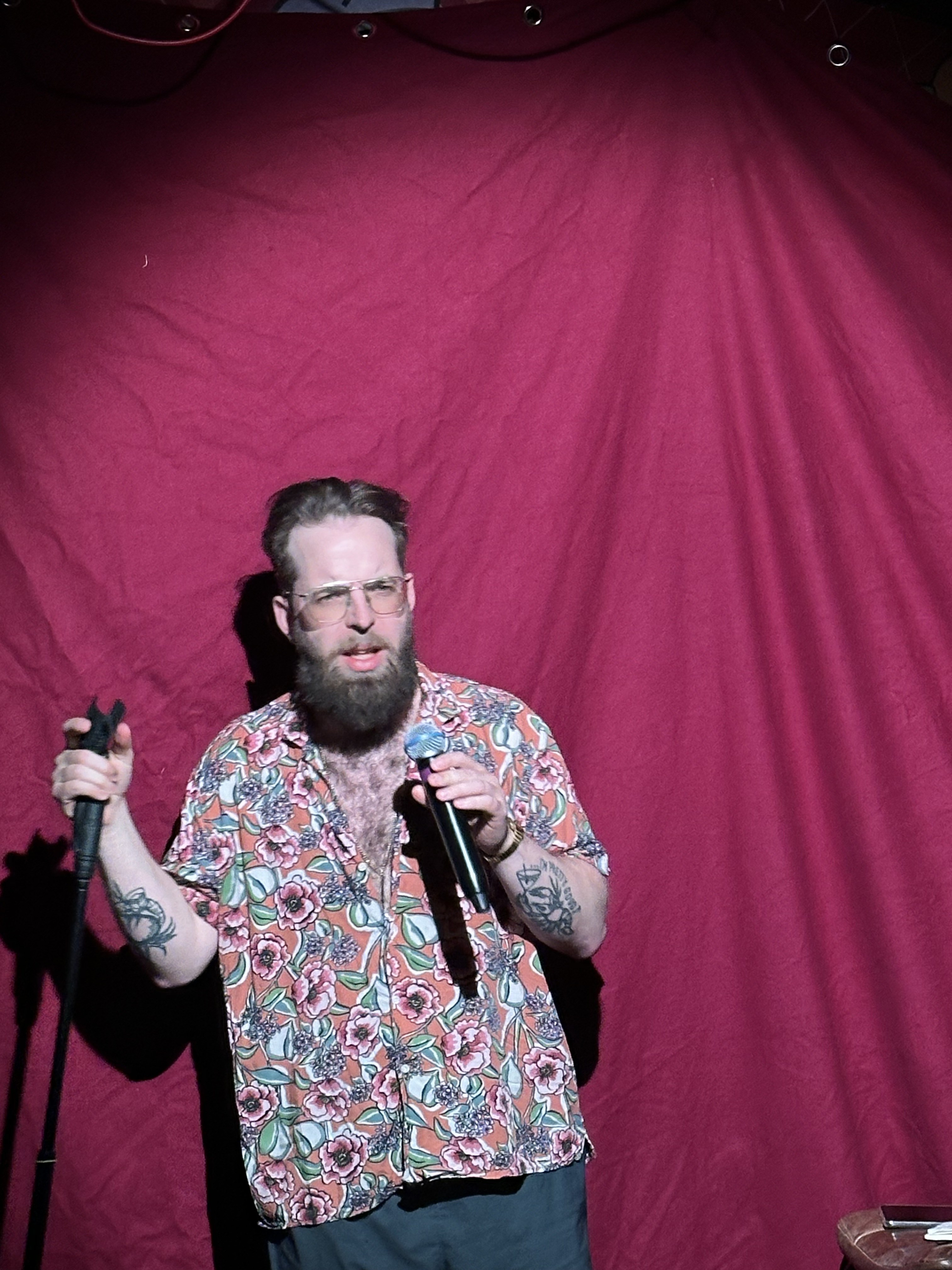 Comedian performing at No Stress